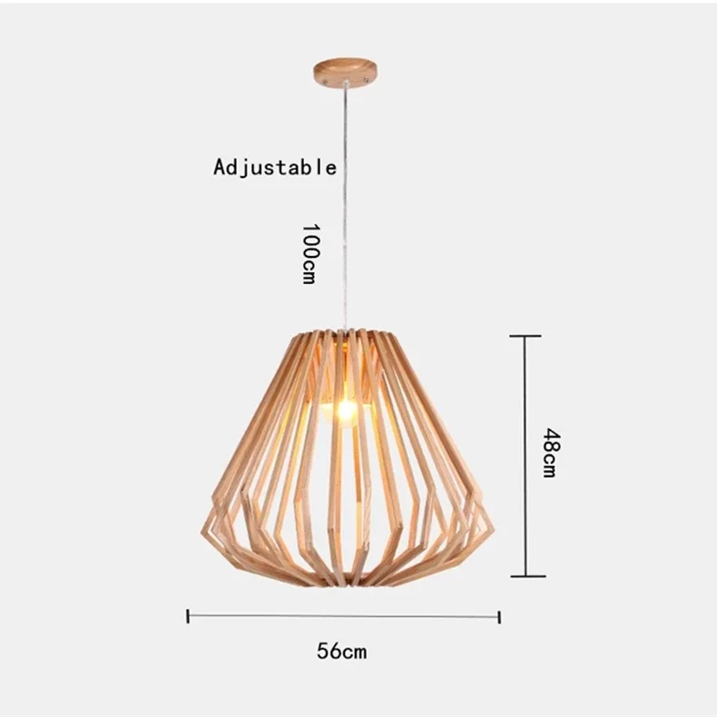 Nordic Wooden Cage Chandelier For Living Room Dining Study Modern Solid Wood Art Led Lamp Indoor Lighting Home Decor - Image 7