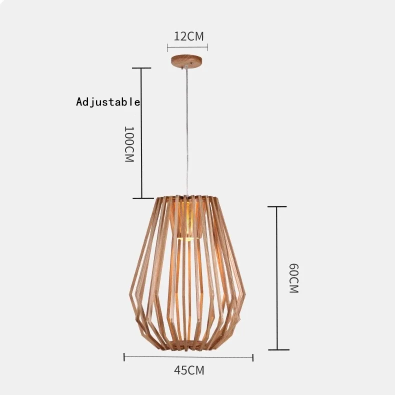 Nordic Wooden Cage Chandelier For Living Room Dining Study Modern Solid Wood Art Led Lamp Indoor Lighting Home Decor - Image 8