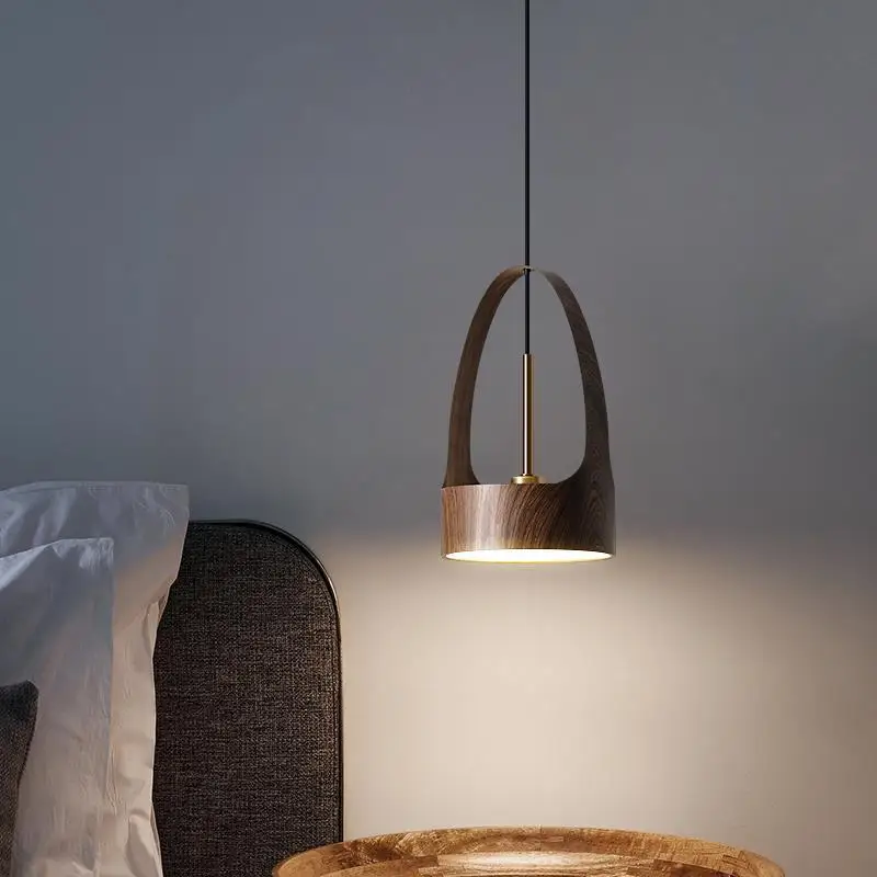 Nordique fer Art bois Grain petit suspension éclairage moderne Simple lampe de chevet à LED pour salle à manger chambre maison suspendu lustre - Image 4