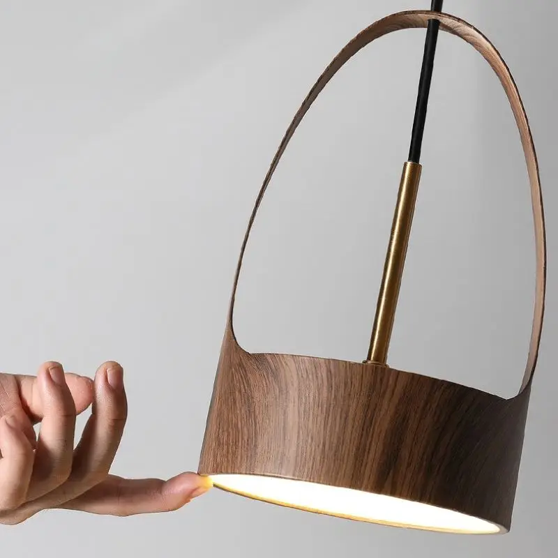 Nordique fer Art bois Grain petit suspension éclairage moderne Simple lampe de chevet à LED pour salle à manger chambre maison suspendu lustre - Image 5
