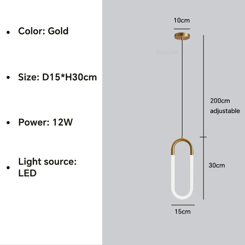 Nordique Led anneau suspension lumières luxe cercle suspension lampe salle à manger cuisine île chambre noir or lustre décor luminaire - Image 13