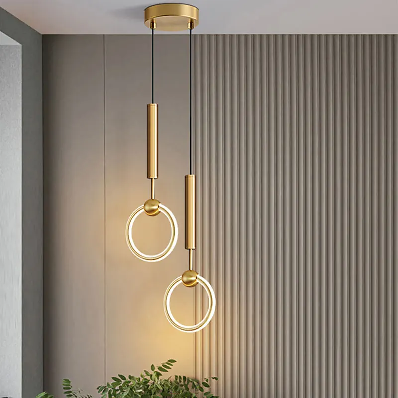 Nordique Led anneau suspension lumières luxe cercle suspension lampe salle à manger cuisine île chambre noir or lustre décor luminaire - Image 5