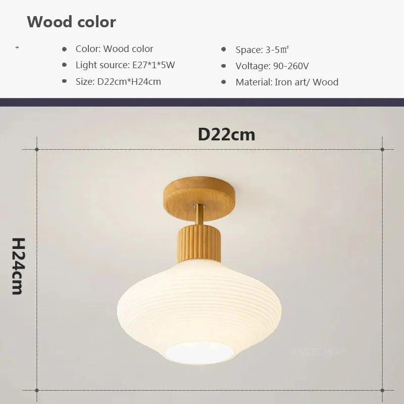 Nordique LED plafonnier en bois noyer luminaire salon allée couloir étude chambre lampes intérieur décor éclairage lampes Lustre - Image 10