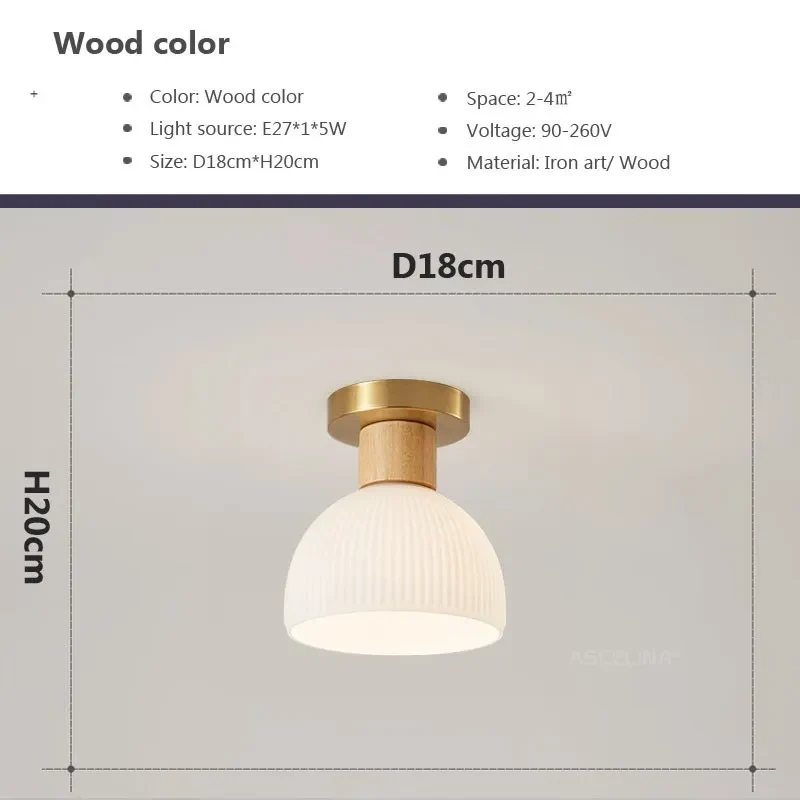 Nordique LED plafonnier en bois noyer luminaire salon allée couloir étude chambre lampes intérieur décor éclairage lampes Lustre - Image 11