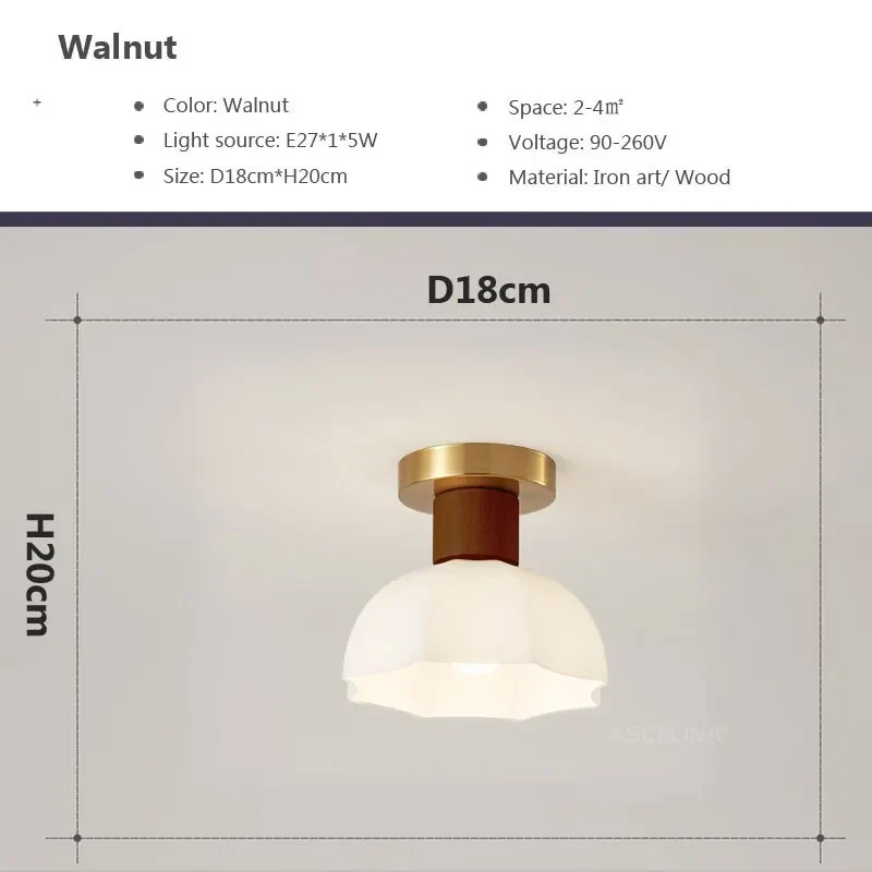 Nordique LED plafonnier en bois noyer luminaire salon allée couloir étude chambre lampes intérieur décor éclairage lampes Lustre - Image 12