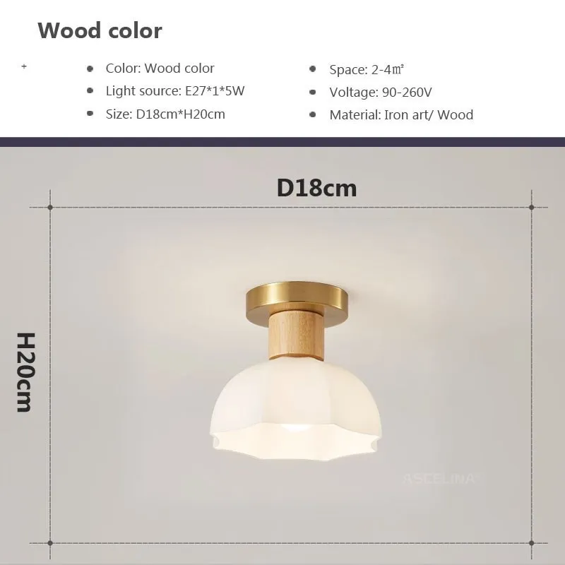 Nordique LED plafonnier en bois noyer luminaire salon allée couloir étude chambre lampes intérieur décor éclairage lampes Lustre - Image 13