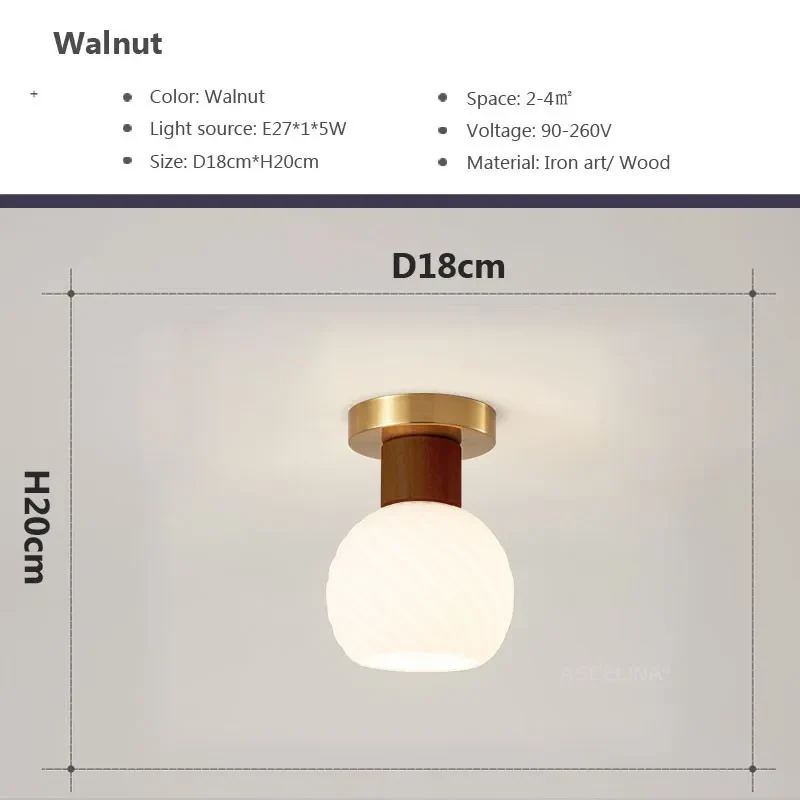 Nordique LED plafonnier en bois noyer luminaire salon allée couloir étude chambre lampes intérieur décor éclairage lampes Lustre - Image 14