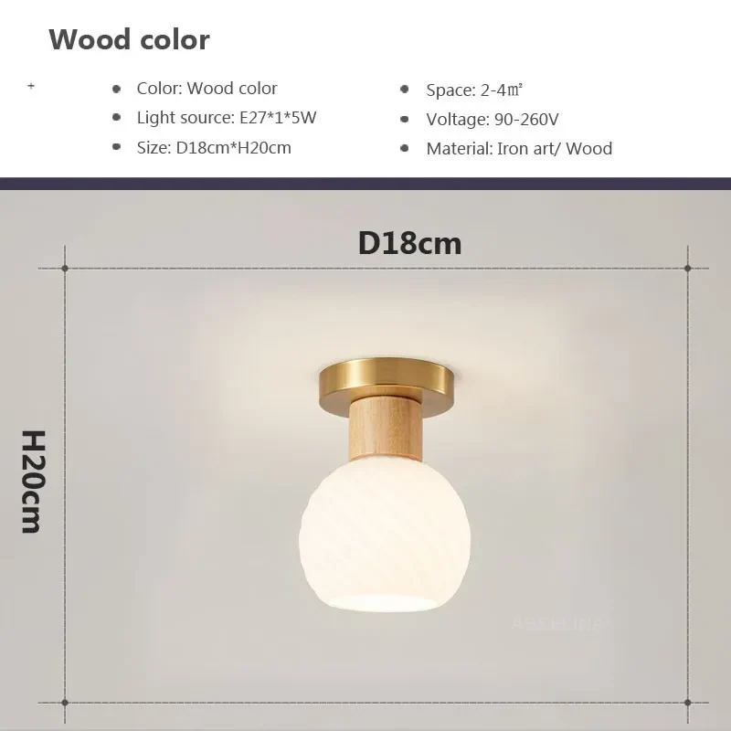 Nordique LED plafonnier en bois noyer luminaire salon allée couloir étude chambre lampes intérieur décor éclairage lampes Lustre - Image 15