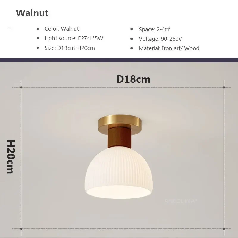 Nordique LED plafonnier en bois noyer luminaire salon allée couloir étude chambre lampes intérieur décor éclairage lampes Lustre - Image 16
