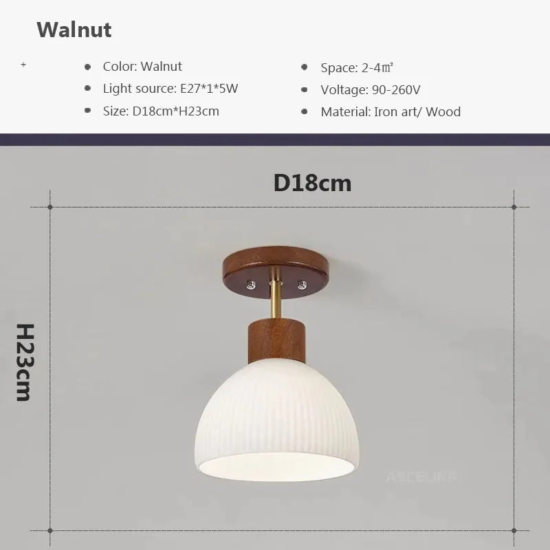 Nordique LED plafonnier en bois noyer luminaire salon allée couloir étude chambre lampes intérieur décor éclairage lampes Lustre - Image 7