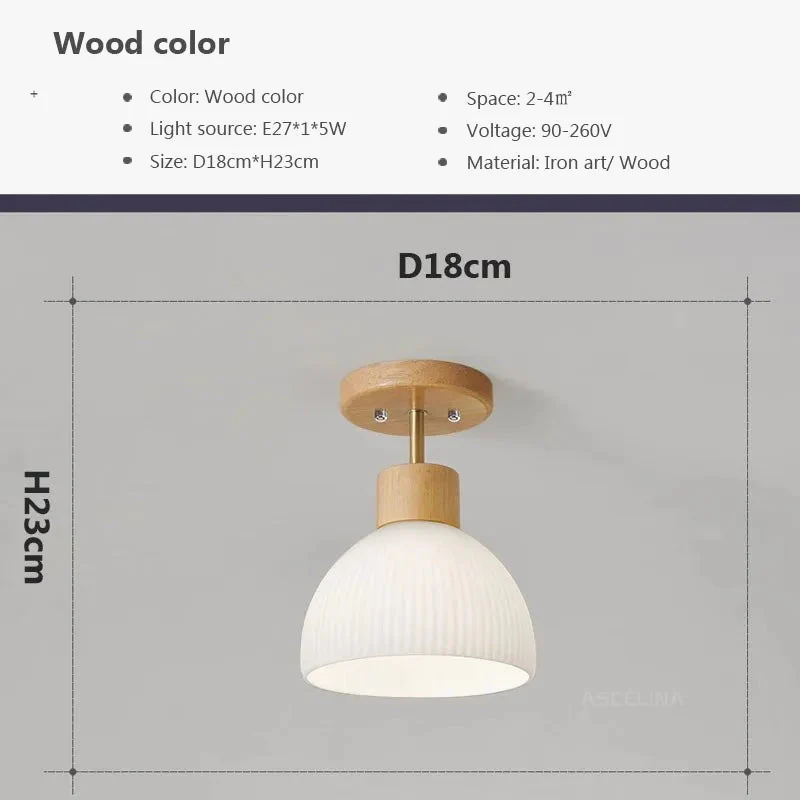Nordique LED plafonnier en bois noyer luminaire salon allée couloir étude chambre lampes intérieur décor éclairage lampes Lustre - Image 8