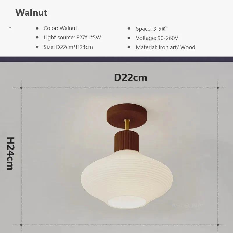 Nordique LED plafonnier en bois noyer luminaire salon allée couloir étude chambre lampes intérieur décor éclairage lampes Lustre - Image 9