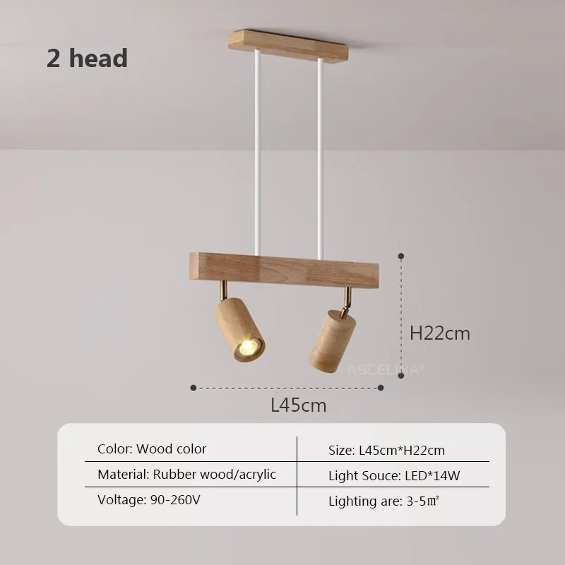 Nordique LED suspension en bois lampes de décoration de la maison 2-5 tête projecteur rotatif Restaurant salon étude Bar lampes Lustre - Image 7