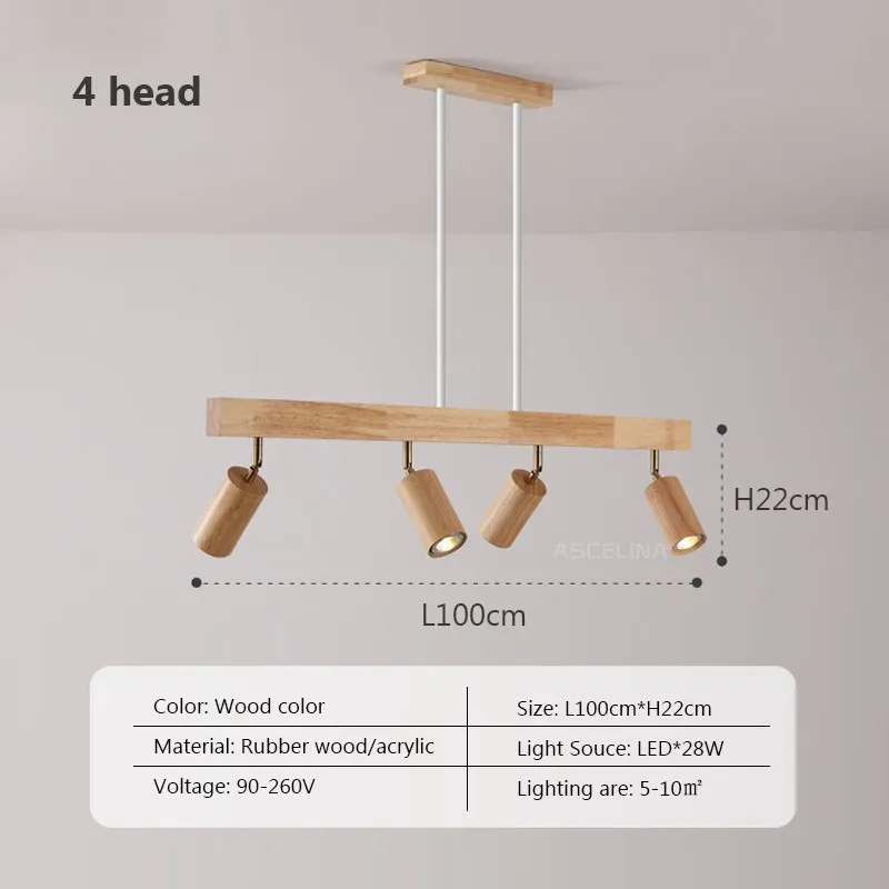 Nordique LED suspension en bois lampes de décoration de la maison 2-5 tête projecteur rotatif Restaurant salon étude Bar lampes Lustre - Image 9
