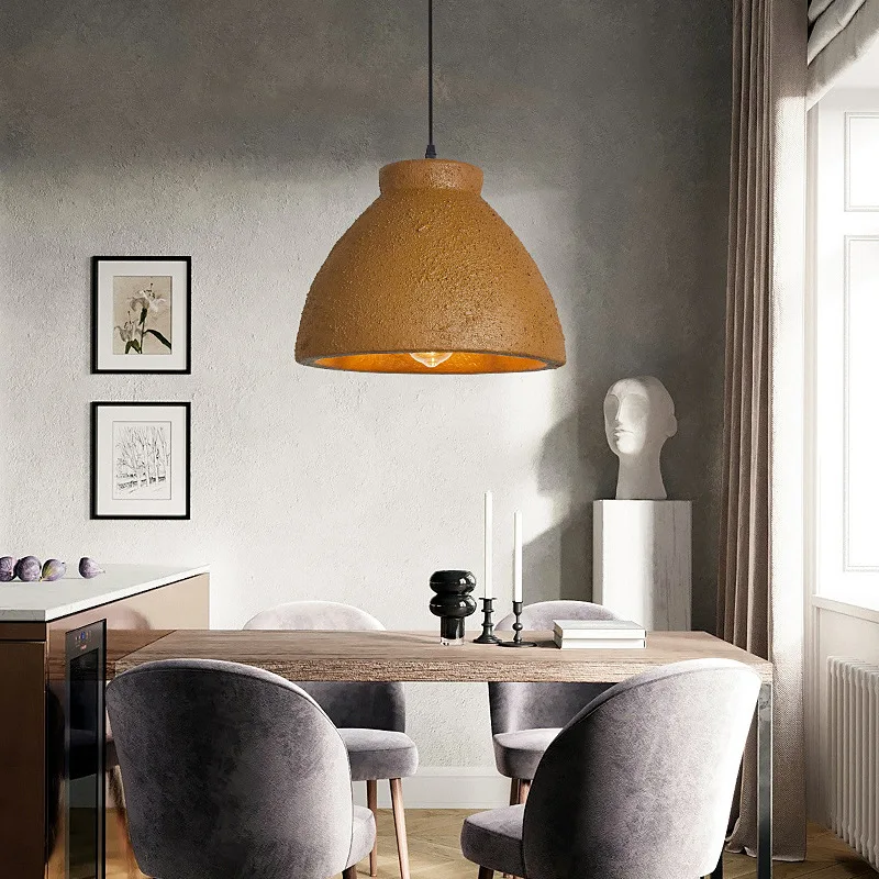 Nordique Wabi Sabi E27 Led lustres salle à manger lampes suspendues Lustre argile suspension lampe décor à la maison Loft luminaires suspendus - Image 2