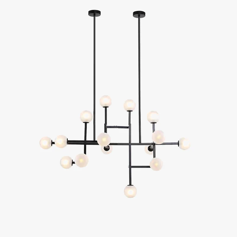 Nouvelles LED lustres hôtel Hall Foyer salle à manger lampe suspendue or noir métal éclairage moderne 15 verre blanc G9 ampoule Art déco - Image 6