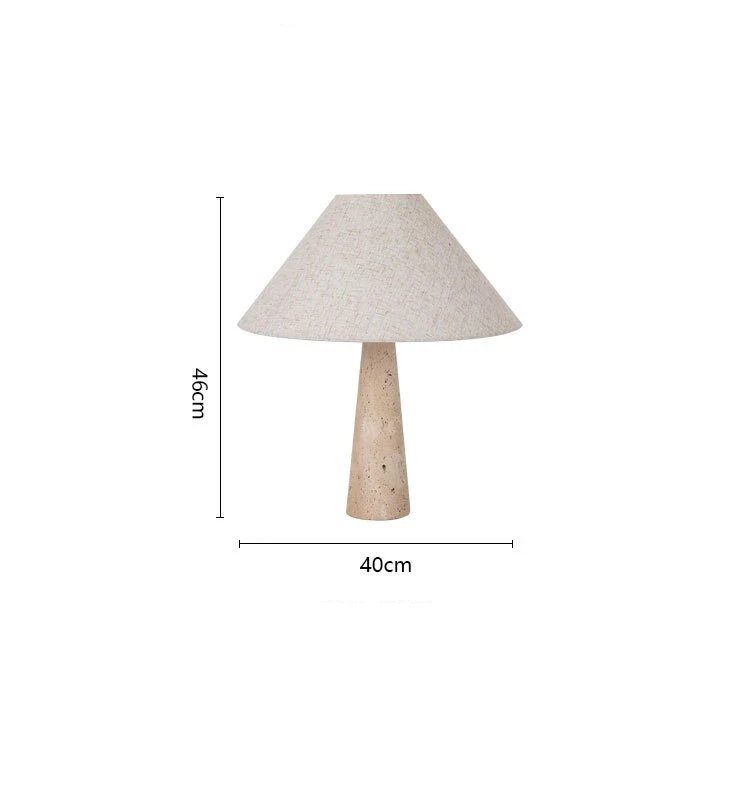 Off White Stone Table Lamp Fabric Shade Desk Light with Changeable Bulb - Image 8