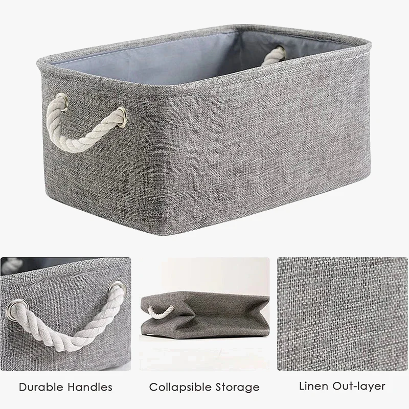 Pannier organisateur de jouets en coton et lin pour enfants - Image 2