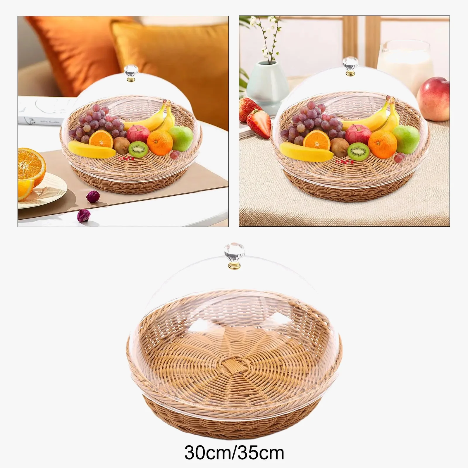 panier à pain tissé avec couvercle pour service et fruits - Image 4