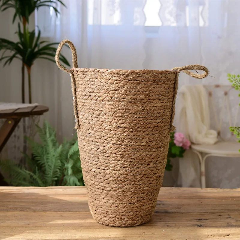 panier de fleurs tissé en herbe nordique moderne décor floral séché - Image 4