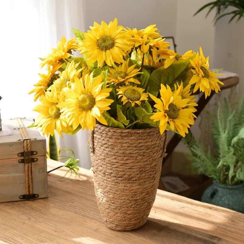 panier de fleurs tissé en herbe nordique moderne décor floral séché - Image 5