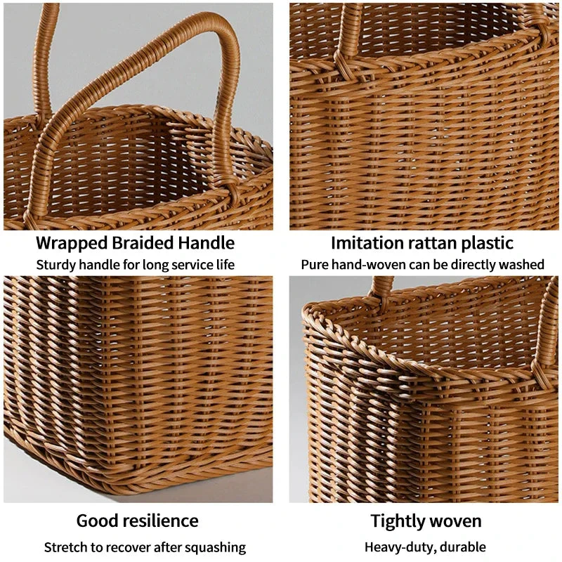 panier de pique-nique en osier pour rangement et courses - Image 6