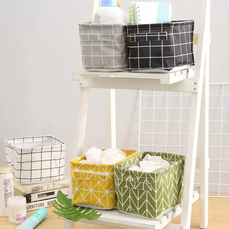 panier de rangement en lin pour bureau et jouets - Image 4