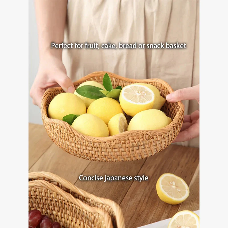 panier de rangement en rotin tissé pour cuisine et pique-nique - Image 2