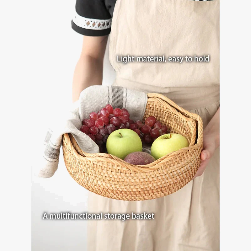 panier de rangement en rotin tissé pour cuisine et pique-nique - Image 3