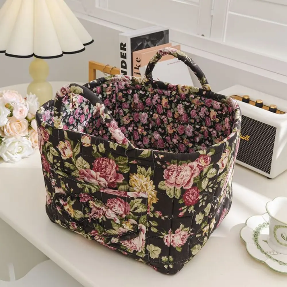 panier de rangement en tissu lavable style pastoral empilable multiusage - Image 2