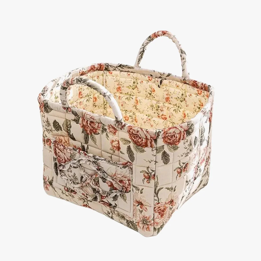panier de rangement en tissu lavable style pastoral empilable multiusage - Image 9