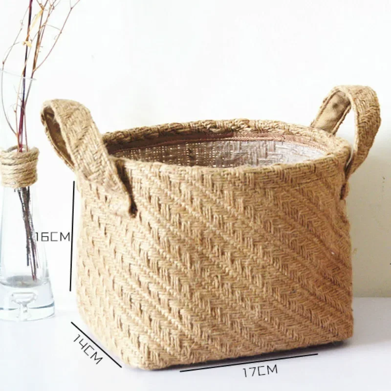 panier de rangement en toile de jute tissée multifonctionnel - Image 3