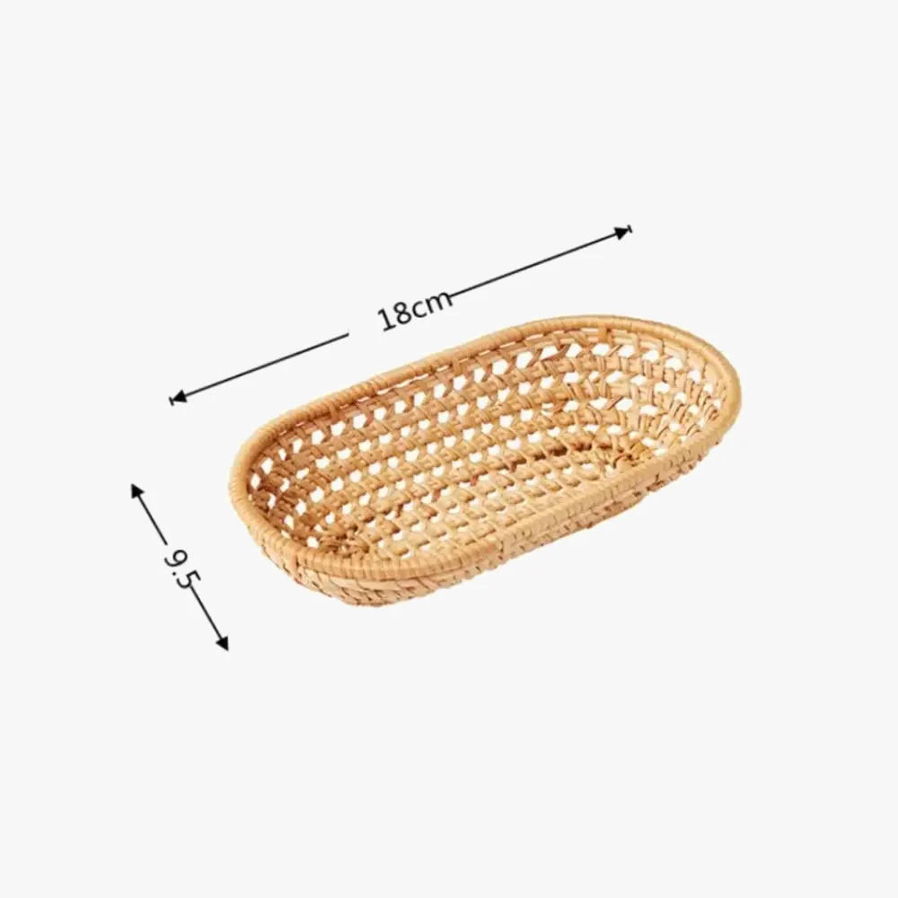 panier de rangement ovale en rotin pour pain et fruits - Image 7
