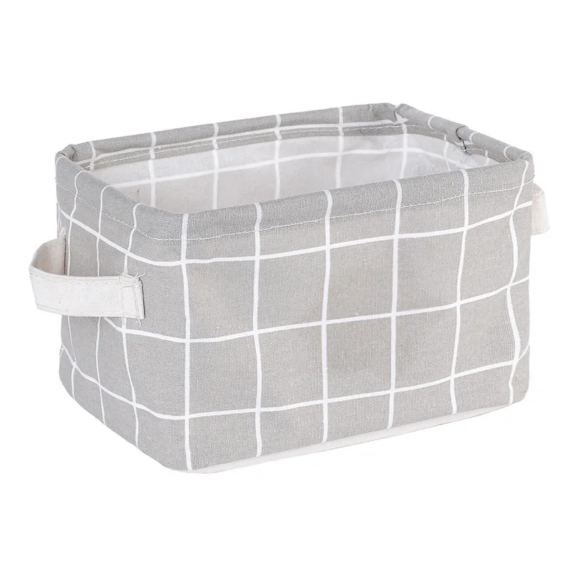 panier de rangement pliable en toile avec poignée coton et lin - Image 12