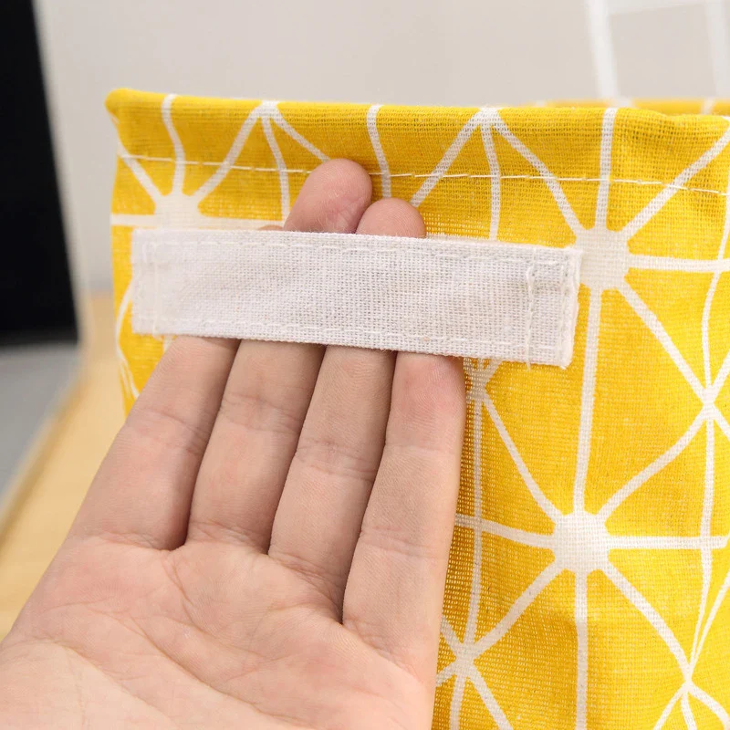 panier de rangement pliable en toile avec poignée coton et lin - Image 5