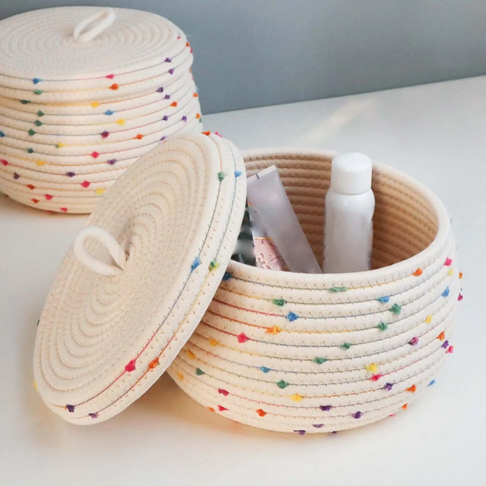 panier en coton tissé à la main pour rangement décoratif - Image 2