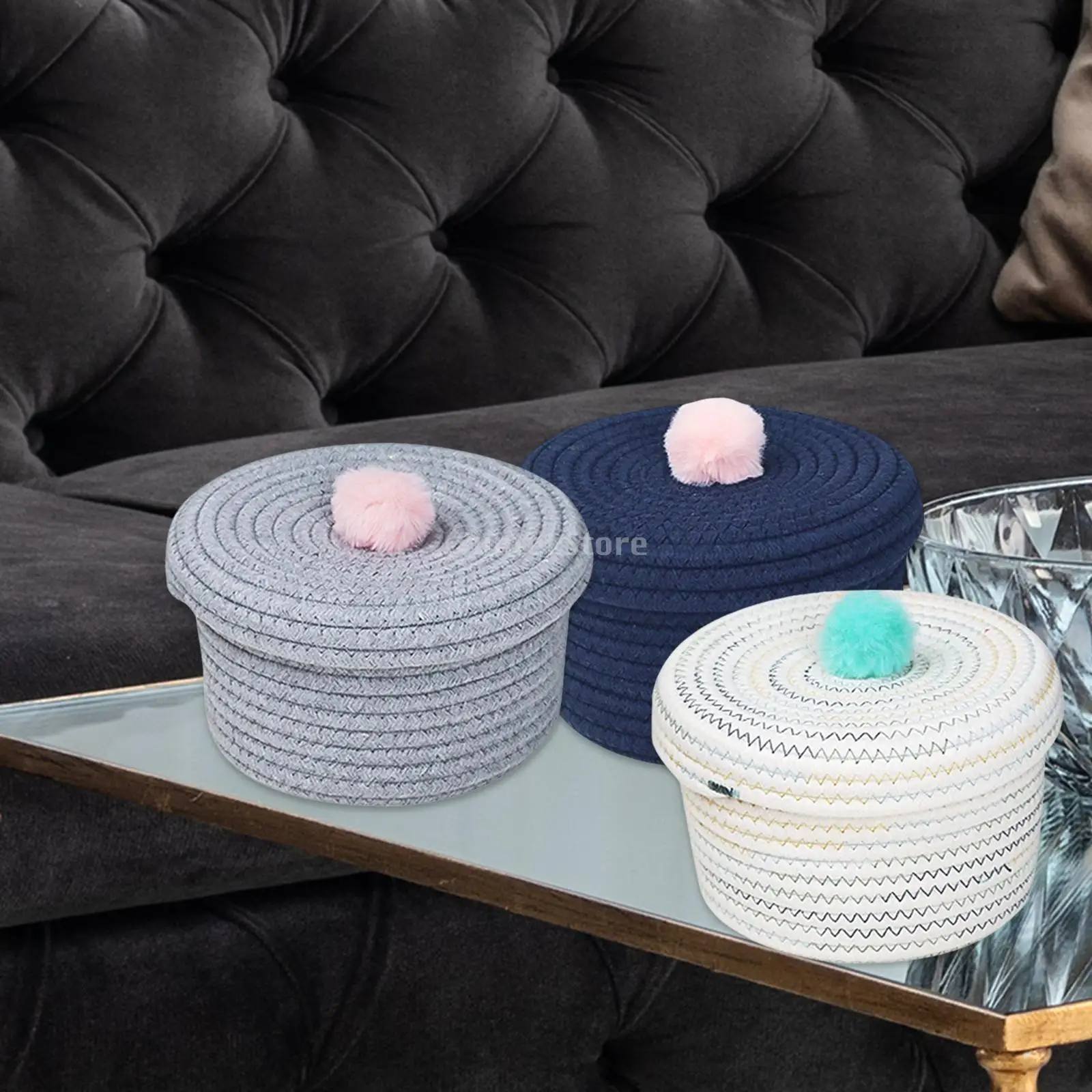 panier en coton tissé à la main pour rangement décoratif - Image 5