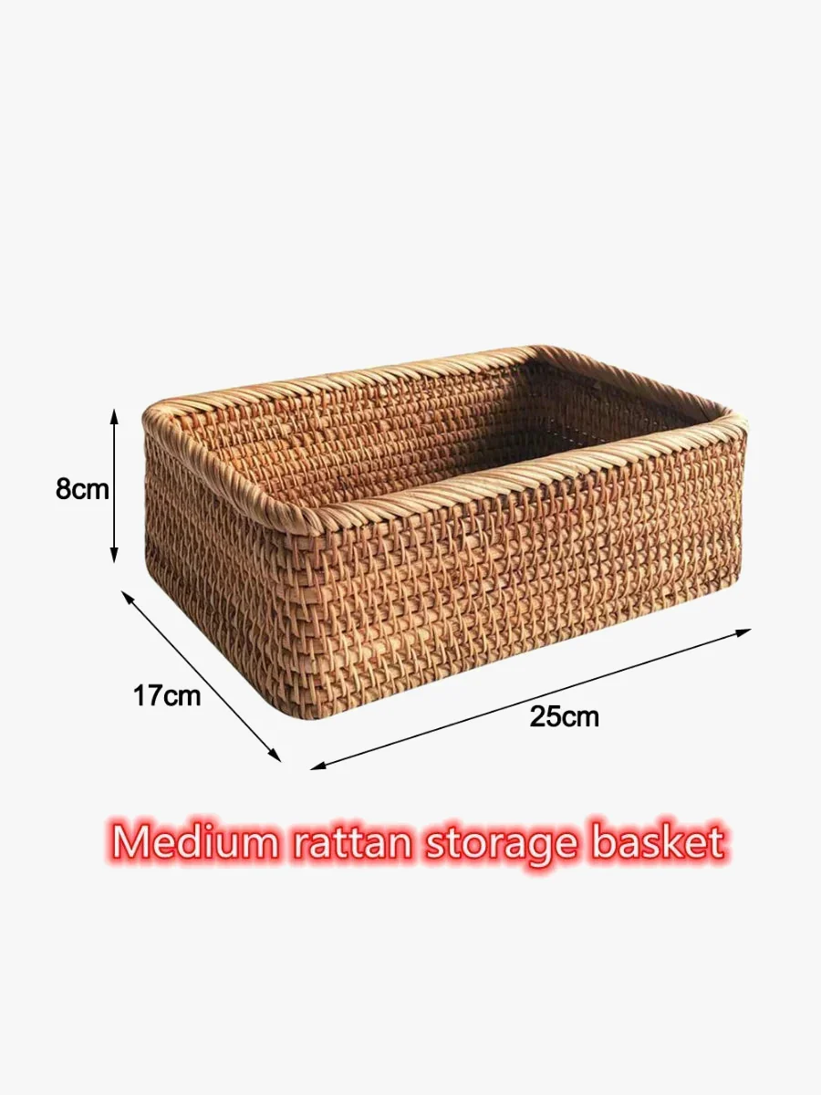 panier en rotin rectangulaire tissé à la main pour rangement et pique-nique - Image 10