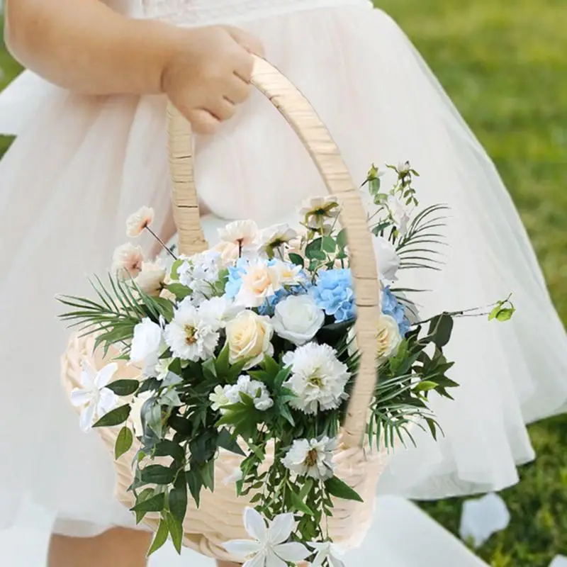 panier en rotin tissé à la main pour fleurs mariage - Image 3