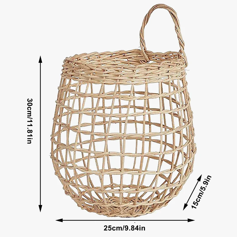 panier mural suspendu boho en osier pour fruits et légumes - Image 5