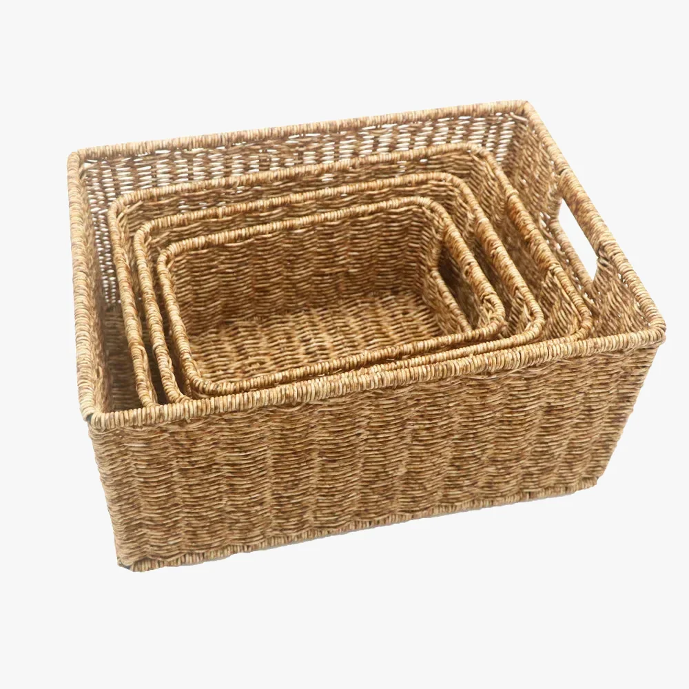 panier rectangulaire en rotin pour rangement divers - Image 5