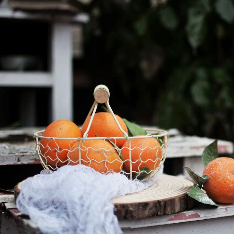 panier rétro en métal avec poignée en bois multifonction pour rangement - Image 2