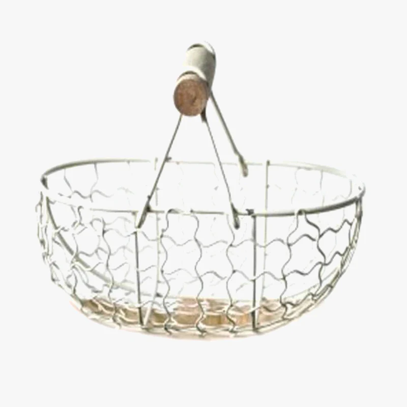 panier rétro en métal avec poignée en bois multifonction pour rangement - Image 5