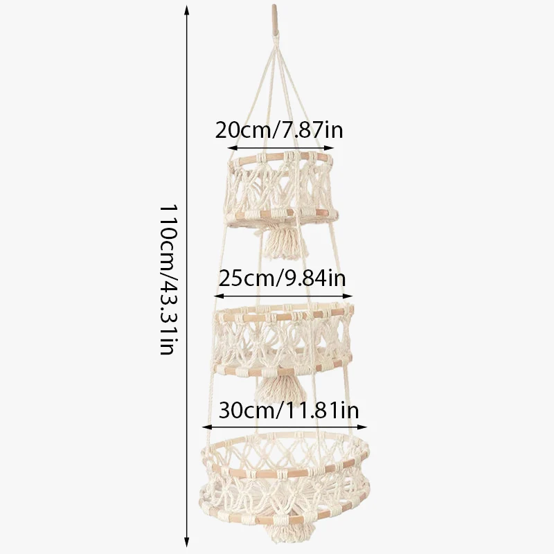 panier suspendu en macramé pour plantes et fruits décoratif - Image 10