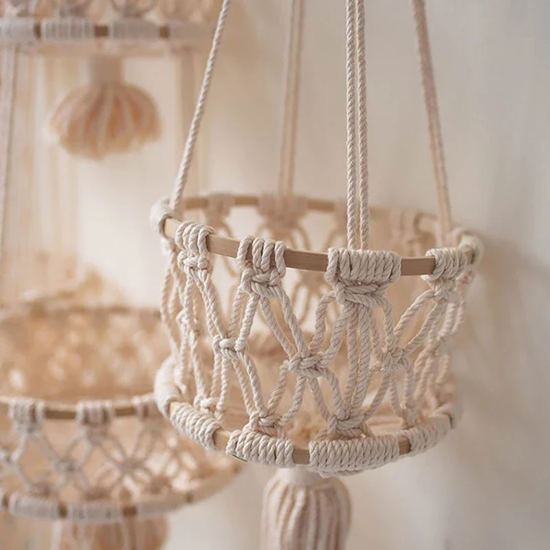 panier suspendu en macramé pour plantes et fruits décoratif - Image 6