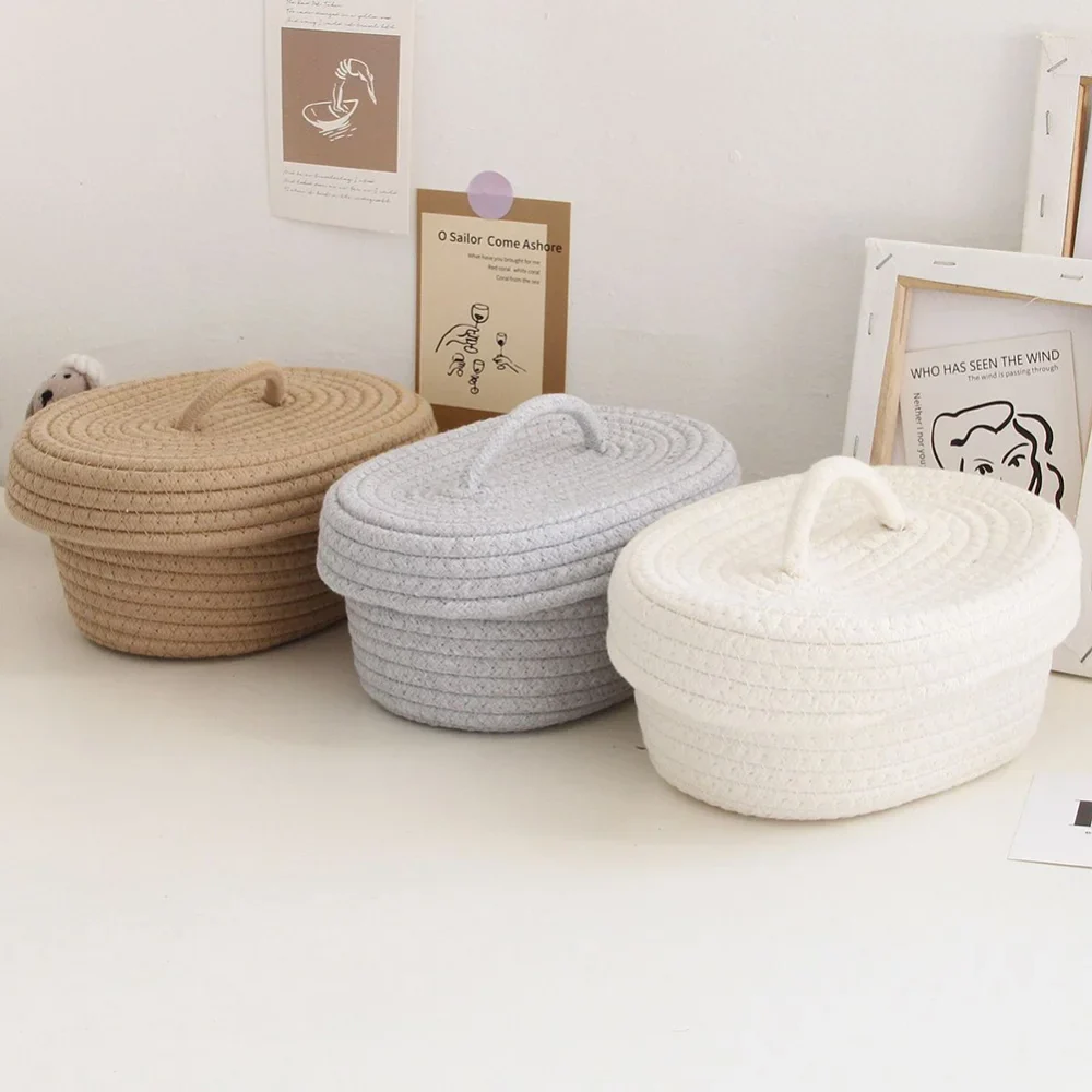 paniers ovales en corde de coton pour rangement et organisation - Image 4