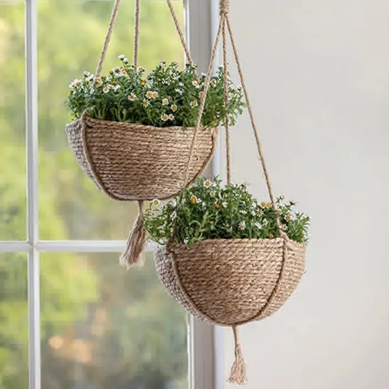 paniers suspendus en jonc de mer pour décoration intérieure et jardin - Image 3