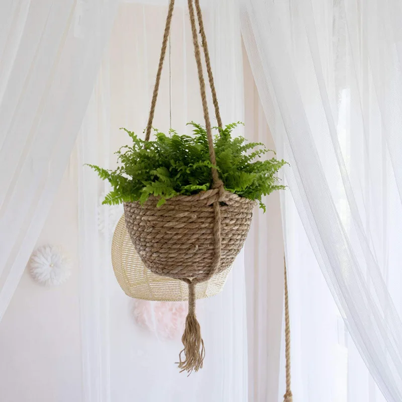 paniers suspendus en jonc de mer pour décoration intérieure et jardin - Image 9