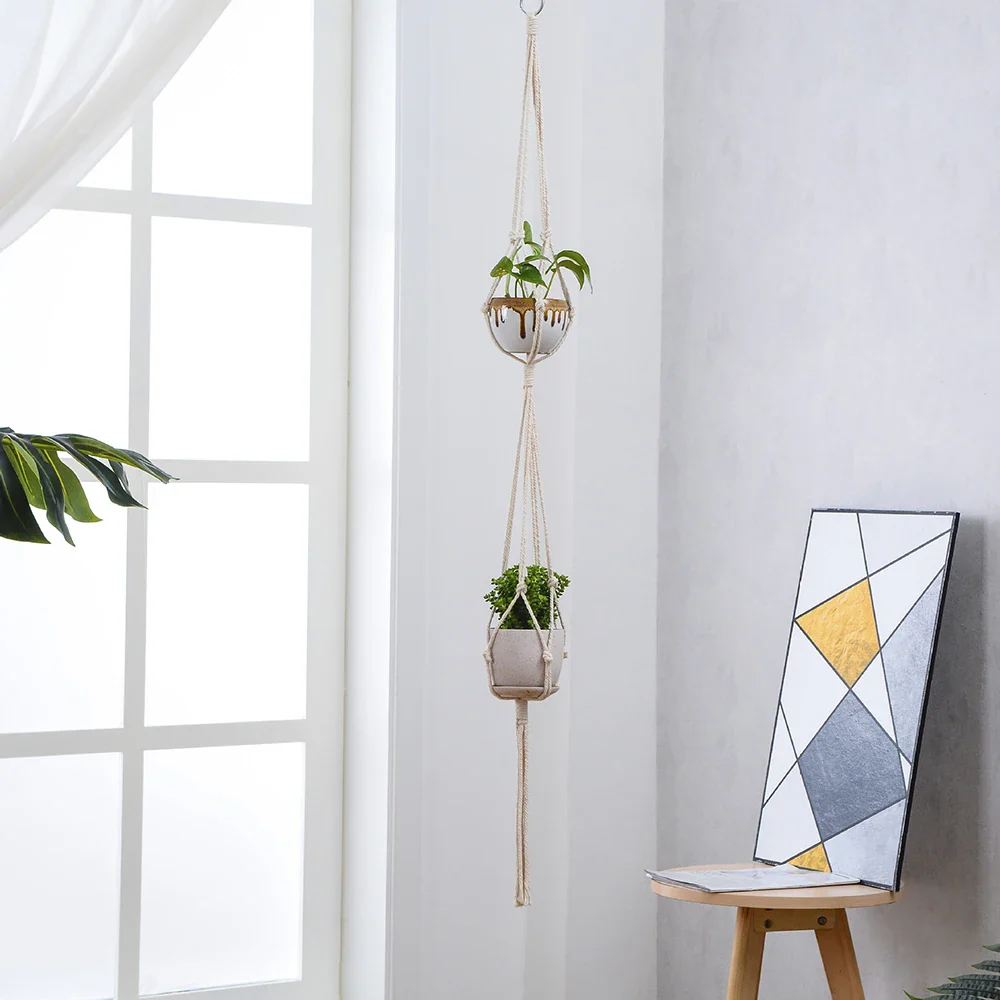 paniers suspendus en macramé pour plantes décoratives et jardinières - Image 3