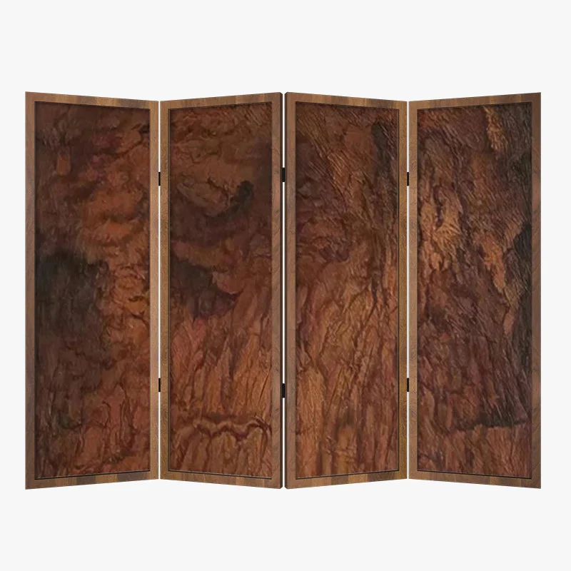 paravent en bois massif style médiéval wabi-sabi pliant décoratif